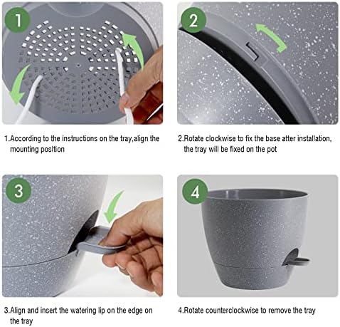 UOUZ 12inch 2Pack Large Self Watering Planters, Plastic Plant Pots with 60oZ Removable Deep Reservoir and Multi Mesh Drainage Holes for Indoor Outdoor Garden Plants and Flowers, Grey Speckles - Image 4