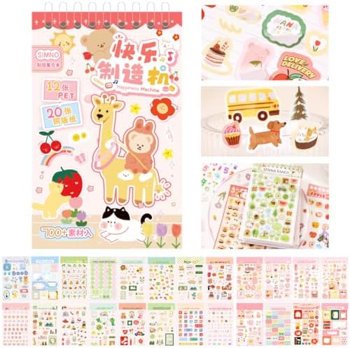 Sticker Book for Scrapbooking Sppulies,Kawaii Pets Stickers for Journaling by Lciyioc