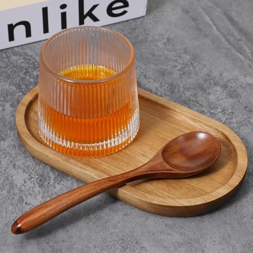 6 Pcs Small Acacia Wood Serving Trays Mini Wooden Platters Wooden Vanity Tray Dispenser Wood Counter Plates Bathroom Countertop Organizer Trays Coffee Bar Tray Appetizer Serving Board Snack Serve Boar - Image 6