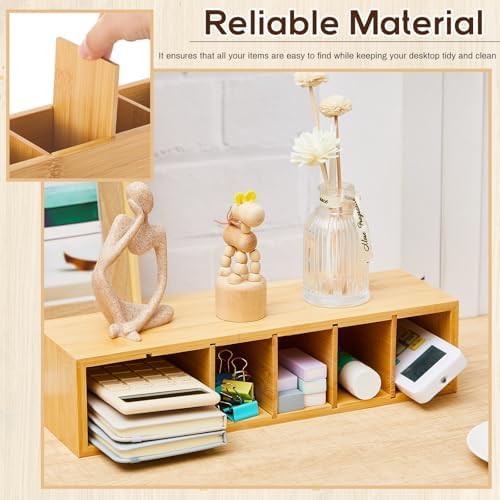 Jetec Wooden Pencil Pen Holder for Desk, Bamboo, 6 Compartments - Image 4