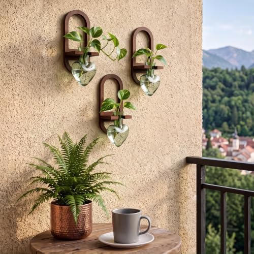 Hushee 3 Set Plant Propagation Station for Wall Hanging with Wooden Stand - Image 6