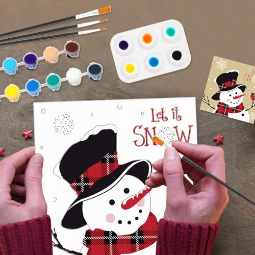 Ctosree 12 Pack Paint and Sip Kit Pre Drawn Canvas, Cute Xmas, 8x8'' - Image 6