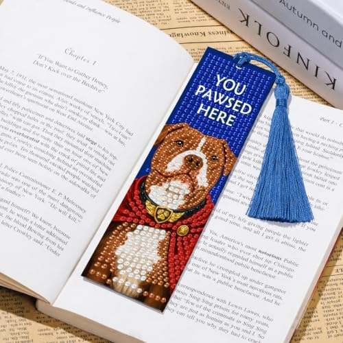 Puraikcmi 6 PCS 5D DIY Diamond Art Bookmarks Kit Diamond Paintings Bookmarks Kits with Tassels Acrylic, Rhinestone Crafts Gift Set for Book Lovers Beginners & Adults (Dogs) - Image 7