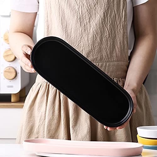 Ceramic Sink Tray, Bathroom Counter Tray, Bathtub Tray, Cosmetics Dish, Candle Tray, Perfume Shampoo Liquid Soap Tray Simple Style Design Suit for Bathroom and Kitchen (2pcs Black) - Image 3