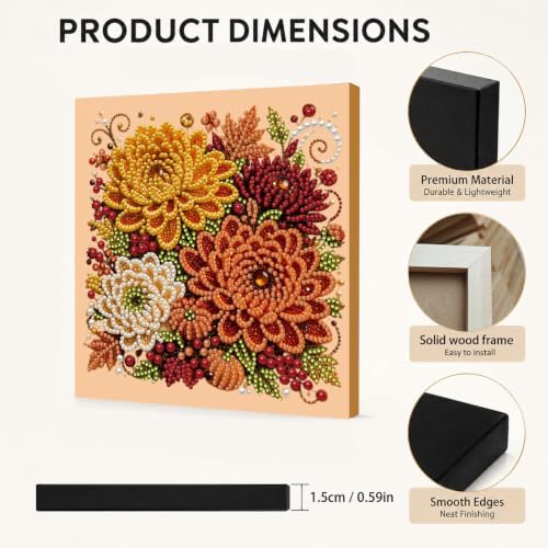 DIY Pearl Painting Kit for Adults, Autumn Dahlias Fall Art with Wood Frame, 20x20cm Self-Adhesive Pearl Diamond Craft, Autumn Wall Decor Gift for Women, Beginners Relaxing Hobby Kit - Image 6