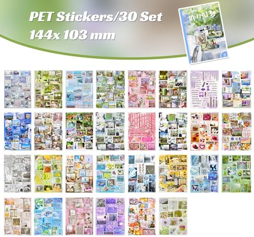 Dreamcore Sticker Book - 30 Sheets Japanese Retro Sticker Book for Adults & Journaling, Scrapbook Sticker Book with Shiny, Matte & Glossy Aesthetic Scenery (Dreamcore 1) - Image 5