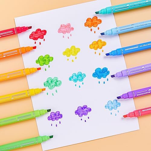 12 Pack Curve Highlighter Pen Set, 6 Different Shapes Dual Tip Marker Highlighters for Journaling Drawing Note Taking,Curve Highlighter pens for Planner Scrapbook School Supplies - Image 5