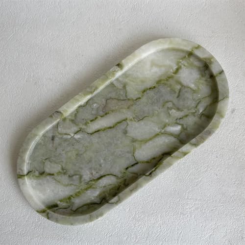 Natural Marble Oval Tray Ornaments Vintage Small Tray Storage Dish for Counter, Vanity, Dresser, Nightstand and Desk (Green Emerald) - Image 5
