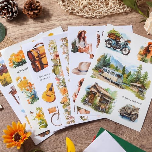 Snycler Sticker Book for Journal 20 Sheets Vintage PET Washi Stickers-3 - Image 4