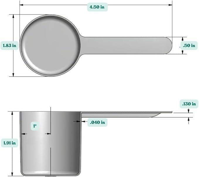 70 mL (2.37 Oz. | 4.73 Tbsp) Long Handle Scoop for Coffee, Protein Powder, Pet Food, Spices, Grains, Dry Goods – Food-Grade BPA-Free Plastic Measuring Spoon (Pack of 25)