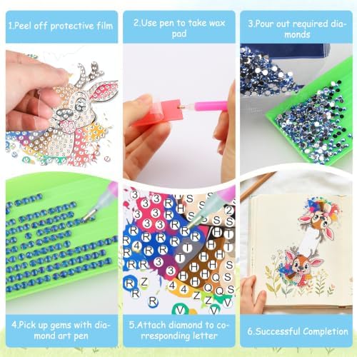 BIGRIMA 10pcs Magnetic Diamond Painting Bookmarks Kit,DIY 5D Diamond Art Magnetic Bookmarks for Book Lovers,Handmade Rhinestone Reading Accessories,Aesthetic Craft Kit for Adults Beginners Gift - Image 4