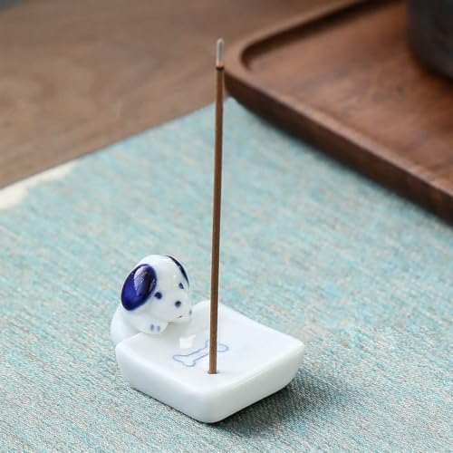 Set of 2, Japanese Mini Cute Kitty Cat with Dog Handmade White Ceramic Incense Stick Holder or Incense Burner Holder, Inscent Tray for Home Decor Yoga Spa Meditation, 1.42 inches - Image 7