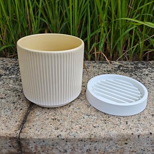 Cuteforyou 3.75 Inch Modern Textured Ceramic Succulent Planter Pot (No Plant Included) – Perfect for Small Plants, Cacti & Desk Decor – Lightweight & Durable，Yellow - Image 4