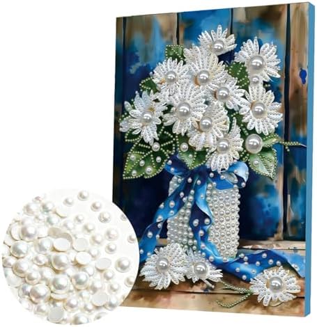 DIY Pearl Painting with Frame, Creative Design, Handmade Stress-Relieving Home Wall Decoration, Includes Frame and Tools-Bouquet - Image 6