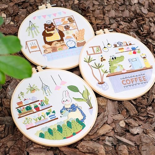 HAND U JOURNEY Embroidery Kit, 3Pcs,7.8" Original Cartoon Design - Image 3
