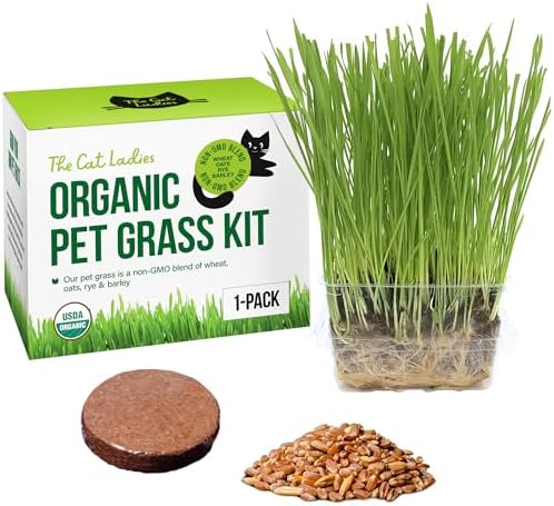 Cat Grass Growing Kit -Organic Seed, Soil and BPA Free containers (Non GMO). All of Our Seed is Locally sourced! (1 Pack) by TheCatLadies