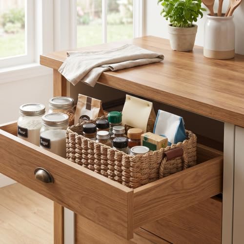 3 Pcs Woven Storage Basket, Multi Size Paper Rope Small Wicker Basket Storage Bins, Small Bathroom Baskets for Organizing Shelves, Cabinet, Pantry, Living Room, Wedding Bathroom - Brown - Image 5