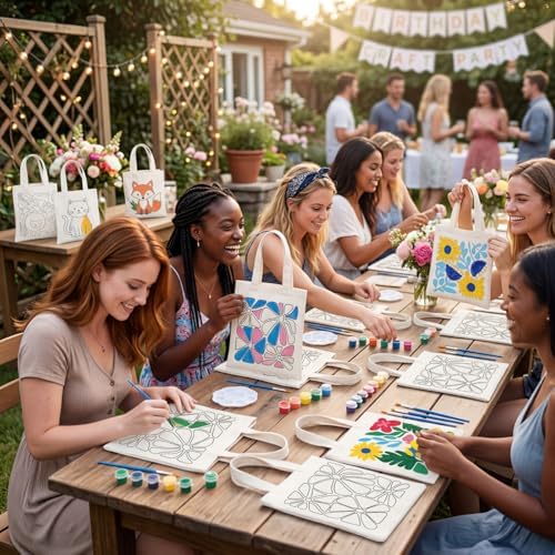 Aliceset 16 Pcs Color Your Own Bag Tote Bag Painting - Image 6