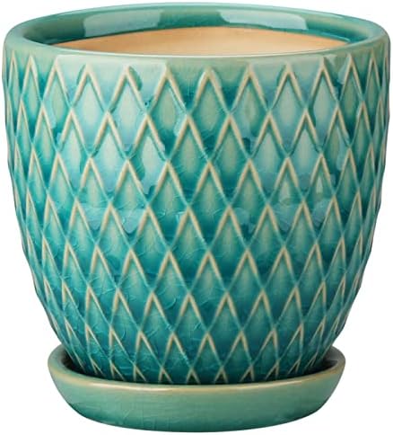 Oairse 4 inches Ceramic Planters Pots for Indoor Plants 3 Set of Small Round Flower Pots with Drainage Hole and Ceramic Tray Modern Planters Set for Succulents Cactus Garden Home Windowsill Table - Image 5
