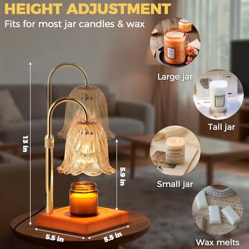 GODONLIF Flower Candle Warmer Lamp with Timer, Gold Electric Candle Lamp - Image 5