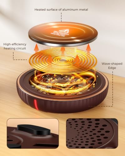 HouseGem Large Candle Warmer Plate - Coffee Cup Mug Warmer for Desk, Candle Melter, Electric Mug Heater for Beverages, Milk & Tea, Coffee Accessories Ideal Gifts Keep Cup Warm (Brown) - Image 3