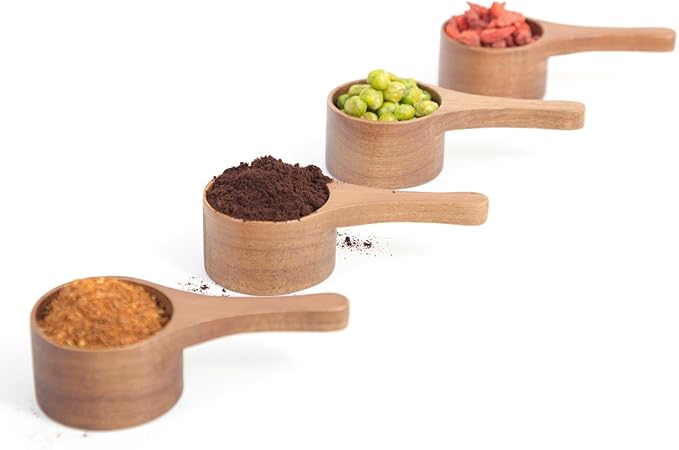 40 ml 4 Pack Acacia Wood Coffee Scoops, Small Wooden Coffee Spoons for Jars and Containers, Set of 4 Tablespoon Bean Scoop, Cute Coffee Beans Measuring Scoop for Cooking, Bath Salt.