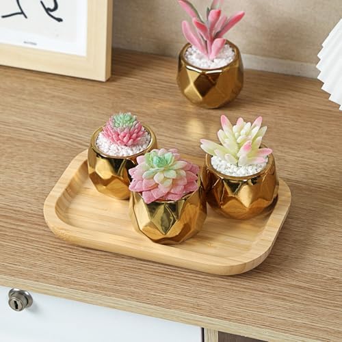 Bamboo Vanity Tray, Bathroom Counter Tray, Toilet Paper Basket Storage for Toilet Tank, Bathroom, Kitchen Counter 7.8 x 5.1 x 0.8 inch - Image 2
