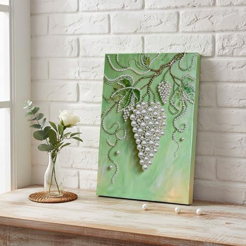 LQCrafK DIY Pearl Art Painting Handcraft Kit for Adults Beginners, Creative Design, Healing Stress-Relieving Home Wall Decoration, with Framed Painting and Tools-Grape - Image 3