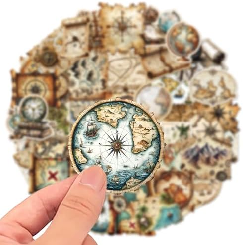 PRSTINCOL 100Pcs Vintage Sticker Pack,Cute Map Design Scrapbook Supplies, Vintage Aesthetic Junk Journal Accessories, Waterproof Vinyl Stickers for Water Bottles, Planners, Journals - Image 5