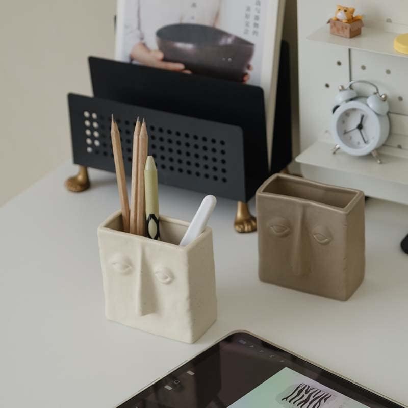 WENSHUO Ceramic Pen Holder, Pencil Holder for Desk, Desk Accessories, Crème - Image 5