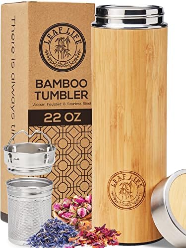 LeafLife Premium Bamboo Tea Tumbler with Infuser for Loose Leaf Tea by LeafLife