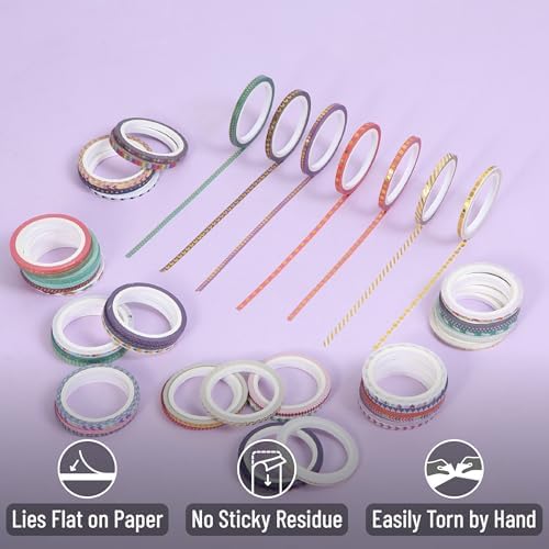 Mr. Pen- Skinny Washi Tape Set, 48 Rolls, Gold Foil Print, 3mm Wide - Image 5