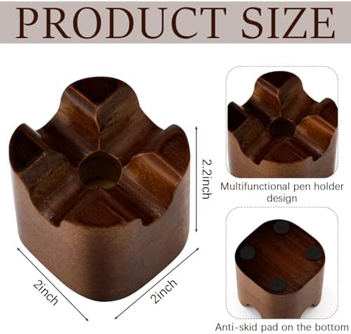 Sherr 2 Pcs Wooden Fountain Pen Holder Minimalist Single Pen Display Stand - Image 2