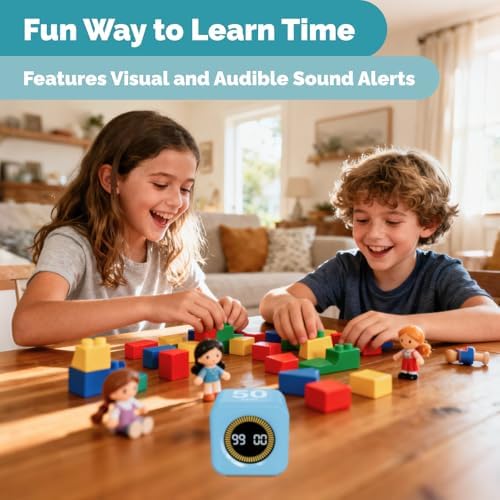 KADAMS Pomodoro Cube Timer Productivity Visual Timer - 5/10/25/50 Min Rotating Countdown (1, Blue) - Image 4
