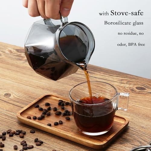 Lalord Pour Over Coffee Maker, 20 oz Borosilicate Glass Carafe with 100 pcs Paper Filter, Walnut Handle & Glass Lid, Drip Coffee Maker for Home Café Restaurant Camping, 600 ml, Gray - Image 2