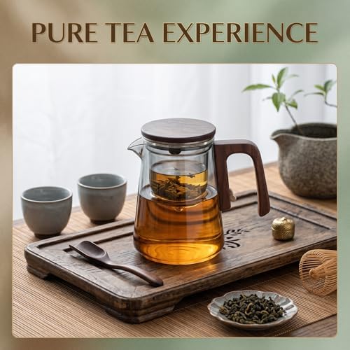 Magnetic Glass Teapot with Infuser, 25oz Borosilicate Tea Pot with Walnut Handle for Loose Leaf Tea, Office Home, Tea Lovers Gift - Image 5