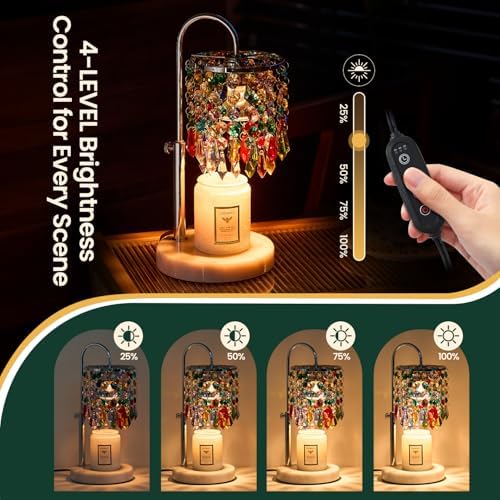 Candle Warmer Lamp with Timer Dimmer and 3 Bulbs, Lamp Candle Warmer with Marble Base,Wax Melt Warmer for Jar Candles, Birthday Gifts for Women Mom, House Warming Gifts New Home Decor (multicolor) - Image 4