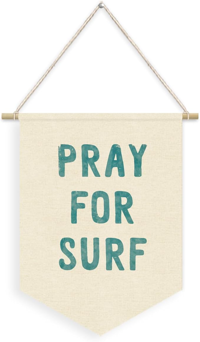 Surf Decor for Coastal Beach Room, Surf Summer Wall Art Wall Hanging Pennant Flag Banner, Surfer Preppy Aesthetic Room Decor, Beachy Decor for Teen Boys Girls Dorm