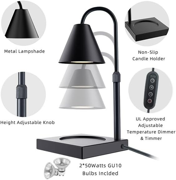 LALISU Candle Warmer Lamp Timer Dimmable, Adjustable Height Candle Melter - Image 5