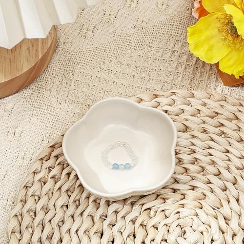 Koythin 2-Piece Ceramic Trinket Dish, Five Petal Flower, White - Image 5
