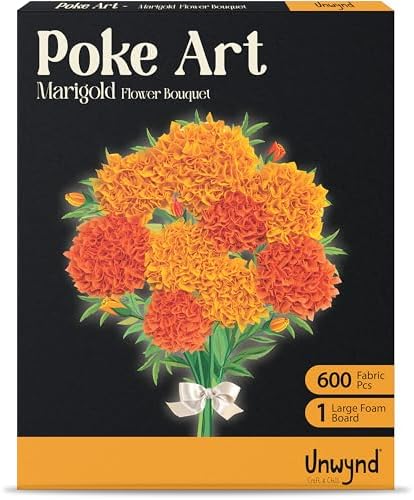 Unwynd Poke Art Marigold Flower Bouquet Kit for Adults, Women and Teens by Unwynd
