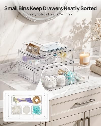 Vtopmart 12-Pack Clear Makeup Organizer Set with Drawer Organizer Bins - Image 5