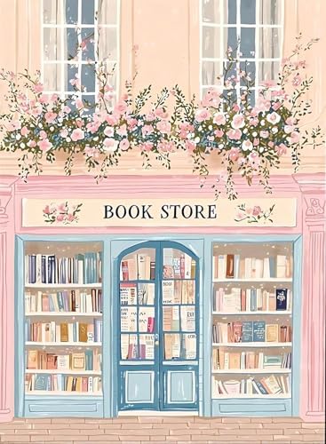 Pink Bookstore Diamond Art Kits for Adult Diamond Painting Kit for Beginner by YOLENIX