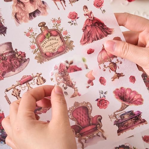 Washi Sticker Book for Scrapbook, 450+ Pre-Cut Scrapbooking Stickers, Vintage People Flowers Aesthetics Stickers for Adults and Teens, Junk Journal Supplies for Journaling Decorative DIY Arts Craft - Image 3
