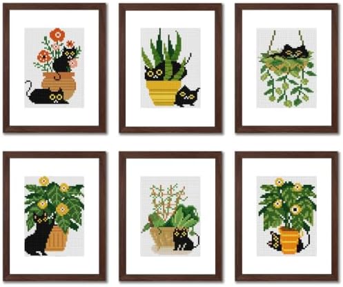 6 Pcs Small Diamond Art Kits Cats Plant Diamond Art Kits for Adults by Aestalrcus