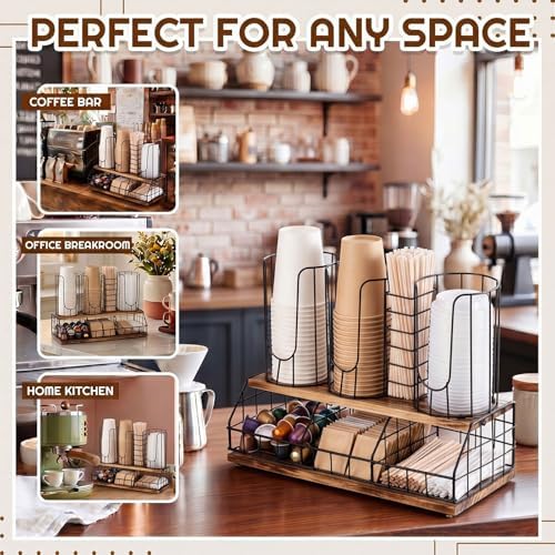 Geelin 18oz Adjustable Coffee Cup Dispenser with Wooden Base - Image 3