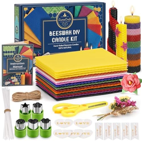 LumaCraft Beeswax Sheets for Candle Making Kit – 16PCS 100% Pure Natural Beeswax Candle Sheets for Rolling Candles – DIY Handmade Candle Making Kit for Family Holiday Party Gift Craft Decor by Unknown