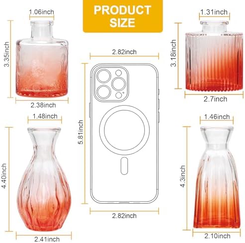 Glass Bud Vases Set of 4, Small Orange Flower Vases for Wedding Centerpiece - Image 2