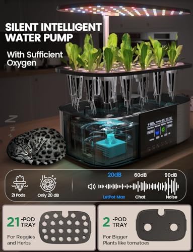 LETPOT LPH-Max 21-Pod Hydroponic Growing System Kits, Smart Indoor Garden with APP & WiFi Control, Auto Watering & Nutrient Supply, 36W Full Spectrum LED Grow Light, 7.5L Tank, Up to 30" Height - Image 2