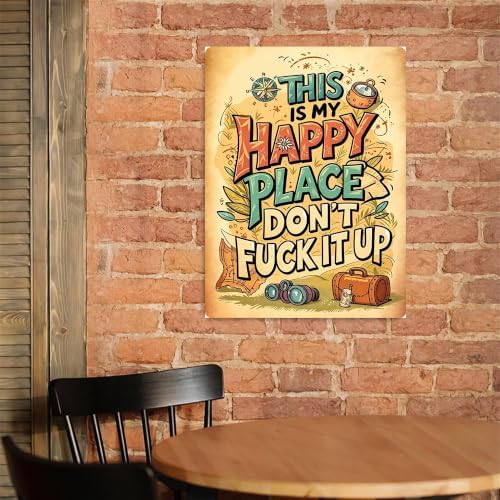 Vintage Happy Place Metal Sign,Retro Funny Home Tin Sign,Wall Aesthetics for Bar Pub Club Cafe Living Room Kitchen Restaurant Shop Office,8x12 Inches (Happy Place-01) - Image 7